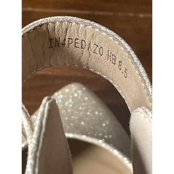 Idifu Sparkly Gold Chunky 4" Heels Ankle Strap Size 8.5 Prom Wedding Fun Formal - Picture 10 of 14